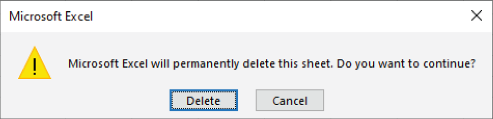 Snapshot of instruct Excel not to display these types of alerts while a macro is running.