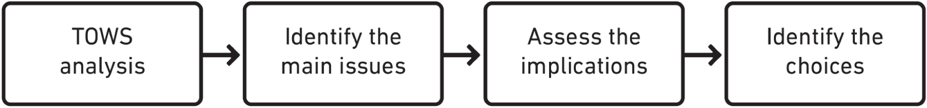 Schematic illustration of from TOWS analysis to choices