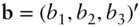 bold b equals left-parenthesis b 1 comma b 2 comma b 3 right-parenthesis prime