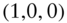 left-parenthesis 1 comma 0 comma 0 right-parenthesis