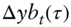 normal upper Delta y b Subscript t Baseline left-parenthesis tau right-parenthesis