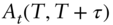 upper A Subscript t Baseline left-parenthesis upper T comma upper T plus tau right-parenthesis