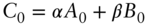 upper C 0 equals alpha upper A 0 plus beta upper B 0