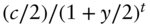 left-parenthesis c slash 2 right-parenthesis slash left-parenthesis 1 plus y slash 2 right-parenthesis Superscript t