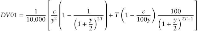 StartLayout 1st Row 1st Column upper D upper V Baseline 01 2nd Column equals StartFraction 1 Over 10 comma 000 EndFraction left-bracket StartFraction c Over y squared EndFraction left-parenthesis 1 minus StartFraction 1 Over left-parenthesis 1 plus StartFraction y Over 2 EndFraction right-parenthesis Superscript 2 upper T Baseline EndFraction right-parenthesis plus upper T left-parenthesis 1 minus StartFraction c Over 100 y EndFraction right-parenthesis StartFraction 100 Over left-parenthesis 1 plus StartFraction y Over 2 EndFraction right-parenthesis Superscript 2 upper T plus 1 Baseline EndFraction right-bracket EndLayout