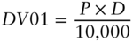 upper D upper V Baseline 01 equals StartFraction upper P times upper D Over 10 comma 000 EndFraction