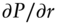 partial-differential upper P slash partial-differential r