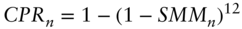 upper C upper P upper R Subscript n Baseline equals 1 minus left-parenthesis 1 minus upper S upper M upper M Subscript n Baseline right-parenthesis Superscript 12