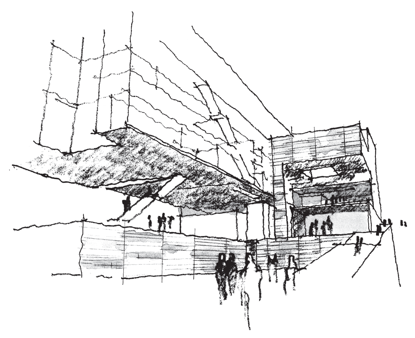 Schematic illustration of the drawing of a college.