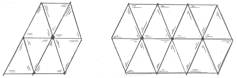 Schematic illustration of interlocking triangles.