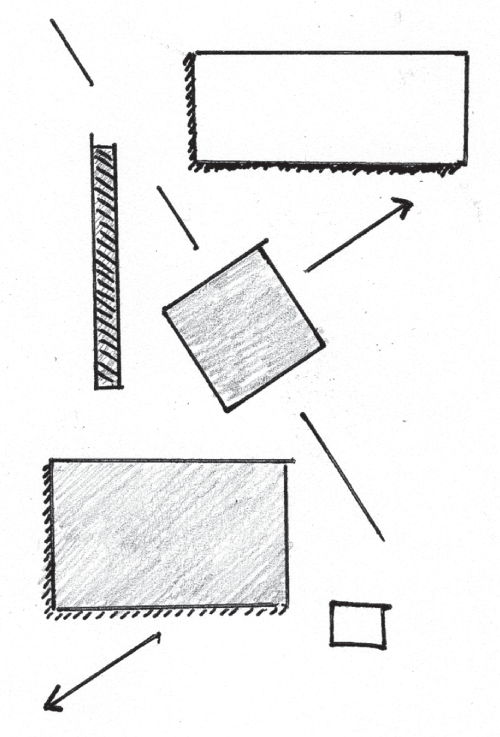 Schematic illustration of adding a wedge and a dot to scribbles.