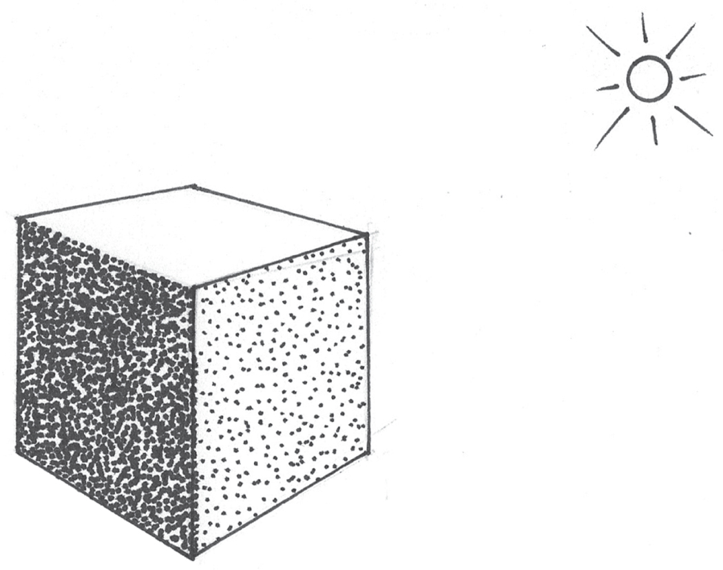 Schematic illustration of a shape split in to half.