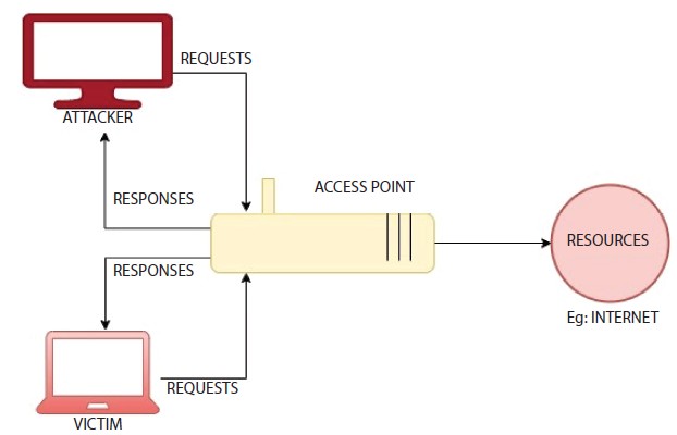 Schematic illustration of a typical network with two different devices connected to an access point.