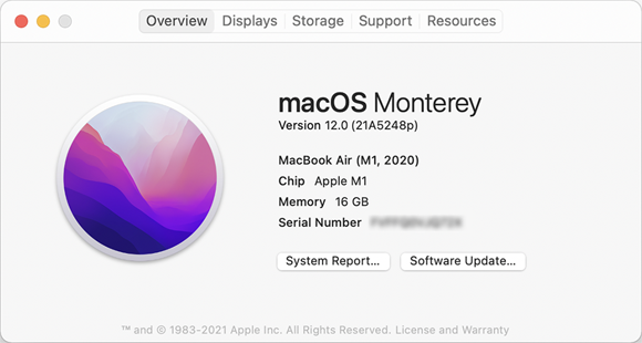 Snapshot of showing version of macOS you’re running.