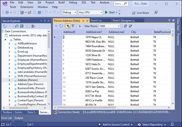 Snapshot of using Data View, who needs SQL Management Studio.