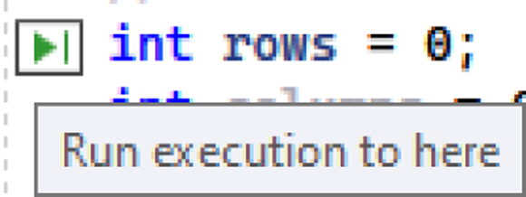 Snapshot of executing to a line of code.