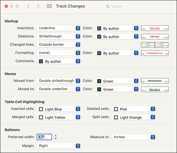 Snapshot shows Customize the colors used to indicate changes, especially if the default colors don’t help you discern changes quickly and clearly.