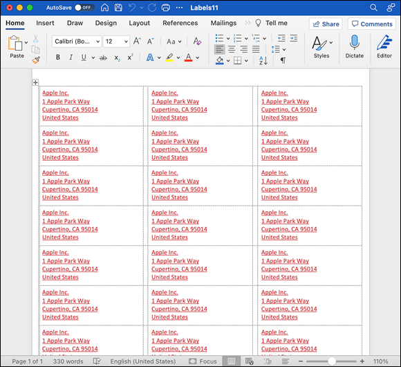 Snapshot shows the result of clicking OK when you use the settings shown in Figure 8-20.