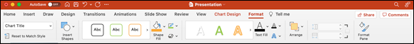 Snapshot shows the Format tab is available when you’re working with a chart.