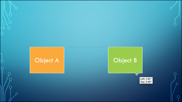 Snapshot shows Using dynamic guides to align objects.