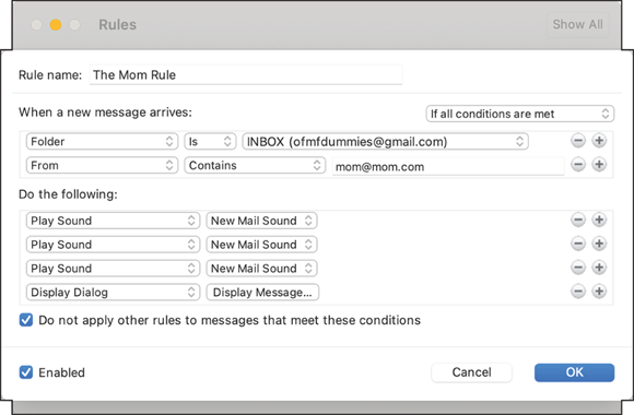 Snapshot shows Set up conditions for your rule.