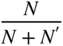 StartFraction upper N Over upper N plus upper N prime EndFraction