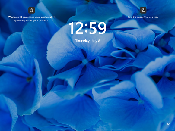 Snapshot shows that, to move past this lock screen, press a key on the keyboard or drag up on the screen with your mouse or finger.