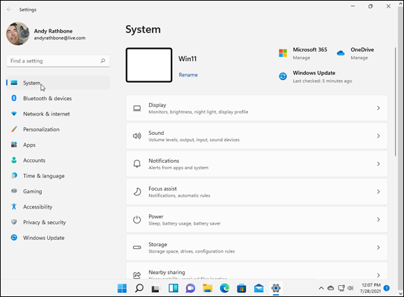 Snapshot of the Settings app lets you change your computer’s behavior.