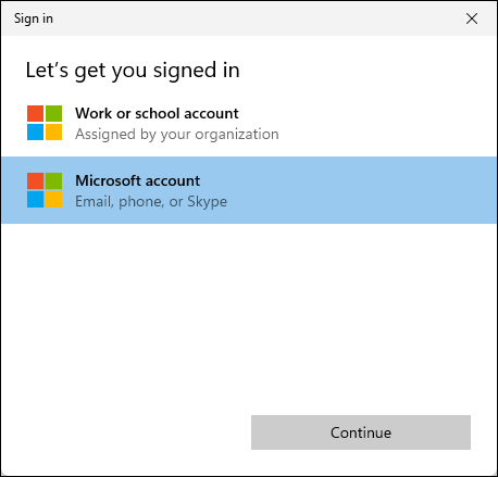 Snapshot of creating a Microsoft account.