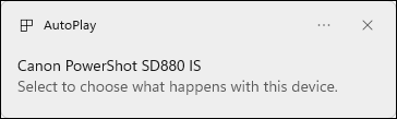 Snapshot of clicking to tell Windows how to react whenever you connect that device with your computer.