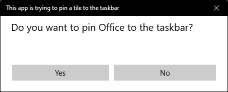 Snapshot shows the app be allowed to appear on the taskbar.