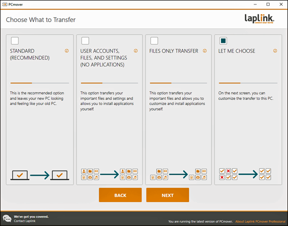 Snapshot of Laplink’s PCmover helps you move from an old PC to a new one.