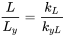 StartFraction upper L Over upper L Subscript y Baseline EndFraction equals StartFraction k Subscript upper L Baseline Over k Subscript y upper L Baseline EndFraction