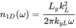 n Subscript 1 upper D Baseline left-parenthesis omega right-parenthesis equals StartFraction upper L Subscript y Baseline k Subscript upper L Superscript 2 Baseline Over 2 pi k Subscript y upper L Baseline omega EndFraction