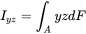 upper I Subscript y z Baseline equals integral Underscript upper A Endscripts y z d upper F