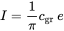 upper I equals StartFraction 1 Over pi EndFraction c Subscript gr Baseline e