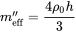 m double-prime Subscript eff Baseline equals StartFraction 4 rho 0 h Over 3 EndFraction