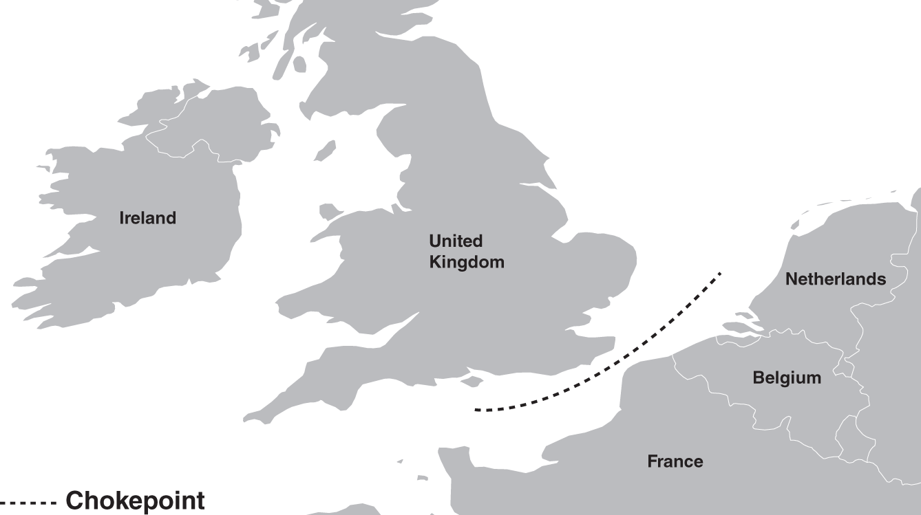 Schematic illustration of the English Channel