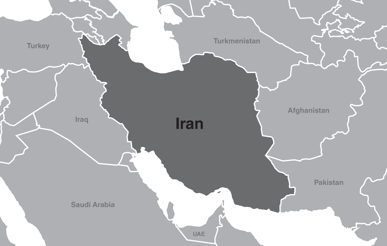 Schematic illustration of Iran and the Middle East