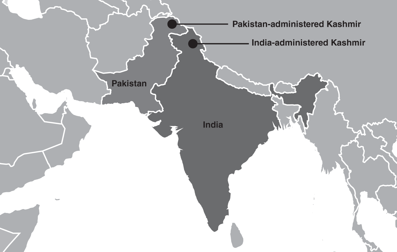 Schematic illustration of India and Pakistan