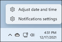 Snapshot shows Accessing the notification settings.