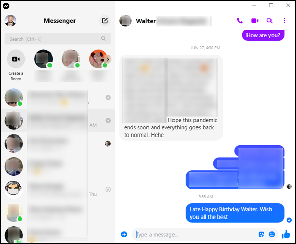 Snapshot of the Messenger app for Windows 11.