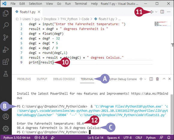 Snapshot of run python file in terminal.