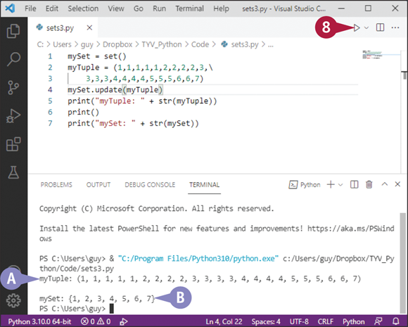 Snapshot of Run Python File in Terminal.