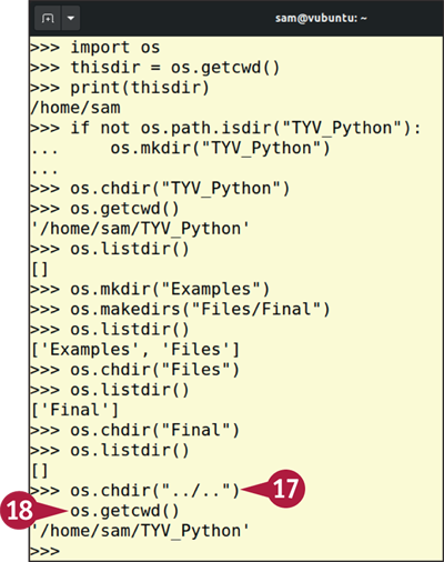 Snapshot of python displays the directory path.