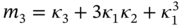 m 3 equals kappa 3 plus 3 kappa 1 kappa 2 plus kappa 1 cubed