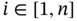 i element-of left-bracket 1 comma n right-bracket