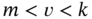 m less-than v less-than k