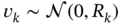 v Subscript k Baseline tilde script í’© left-parenthesis 0 comma upper R Subscript k Baseline right-parenthesis