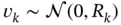 v Subscript k Baseline tilde script í’© left-parenthesis 0 comma upper R Subscript k Baseline right-parenthesis